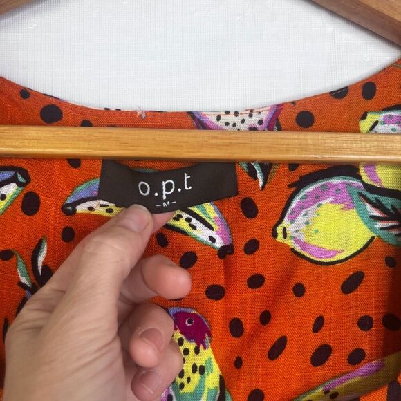 OPT Two Piece Linen Blend Set Top & Shorts Hawaiian Floral Polka Dot Print S/M* - Picture 13 of 15